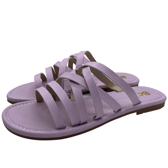 BC Footwear Sandals All The Time Purple Vegan Leather Slide Strappy Casual NEW - Picture 1 of 11